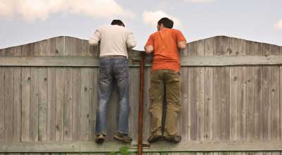 men on fence