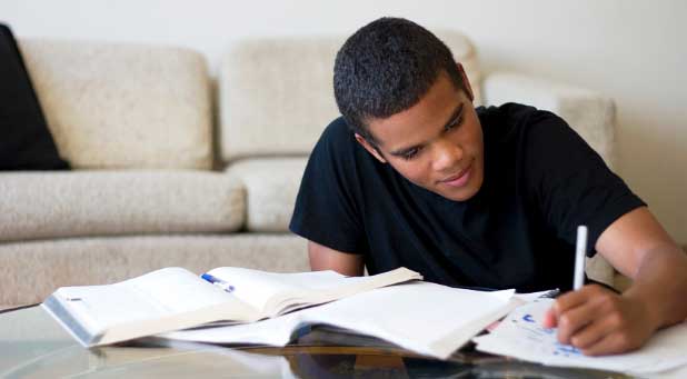 Teen studying