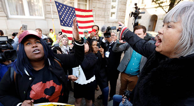 Angry protesters